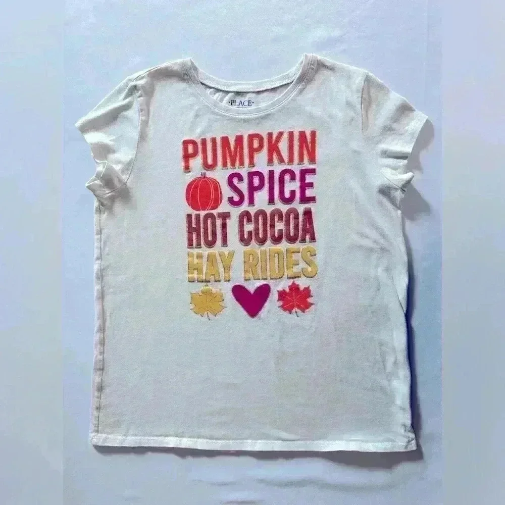 The Children's Place Girls Pumkin Spice Graphic tee & Princess Goals Tee (596)